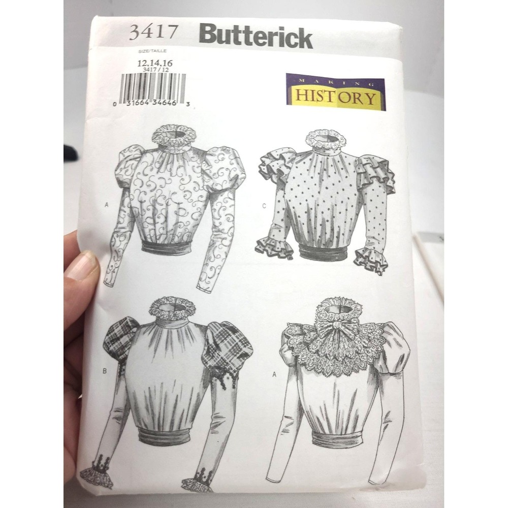 Butterick Making History 3417 Edwardian Blouse & Sash Pattern Misses' 12-16 UC